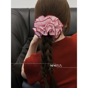 NINE九 头绳女高马尾扎头发皮筋发绳女 条纹大肠发圈网红2025新款