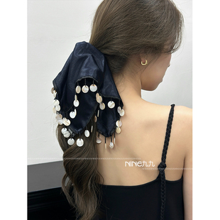 褶皱裙摆发饰碎石片头饰高级感小红书同款 NINE九 法式