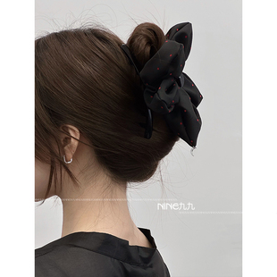 NINE九 韩国彩色双面蝴蝶结抓夹女气质大号鲨鱼夹百搭发抓夹子女