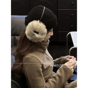 NINE九 毛茸茸护耳学生骑行保暖防寒耳暖耳套 韩系毛绒耳罩女冬季
