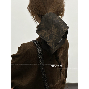 NINE九 加大号方巾发圈女国风方形低马尾发绳扎头发 复古风新中式