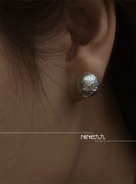 NINE九丨2025新款双c耳环女气质无耳洞耳夹纯银小香风耳钉耳饰