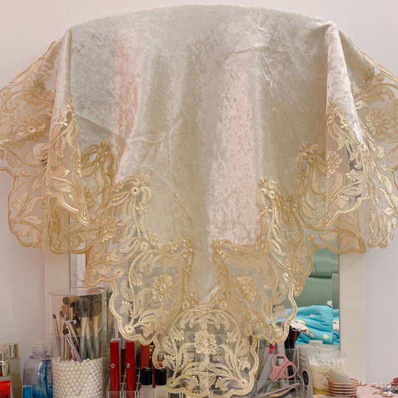 직사각형 화장대 거울 커버 레이스 방진 커버 화장대 타원형 거울 커버 화장 거울 작은 커버