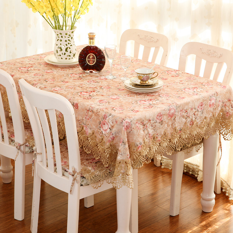奢华欧式美式复古高档布艺餐桌布居家金色花边茶几布电视柜罩深色