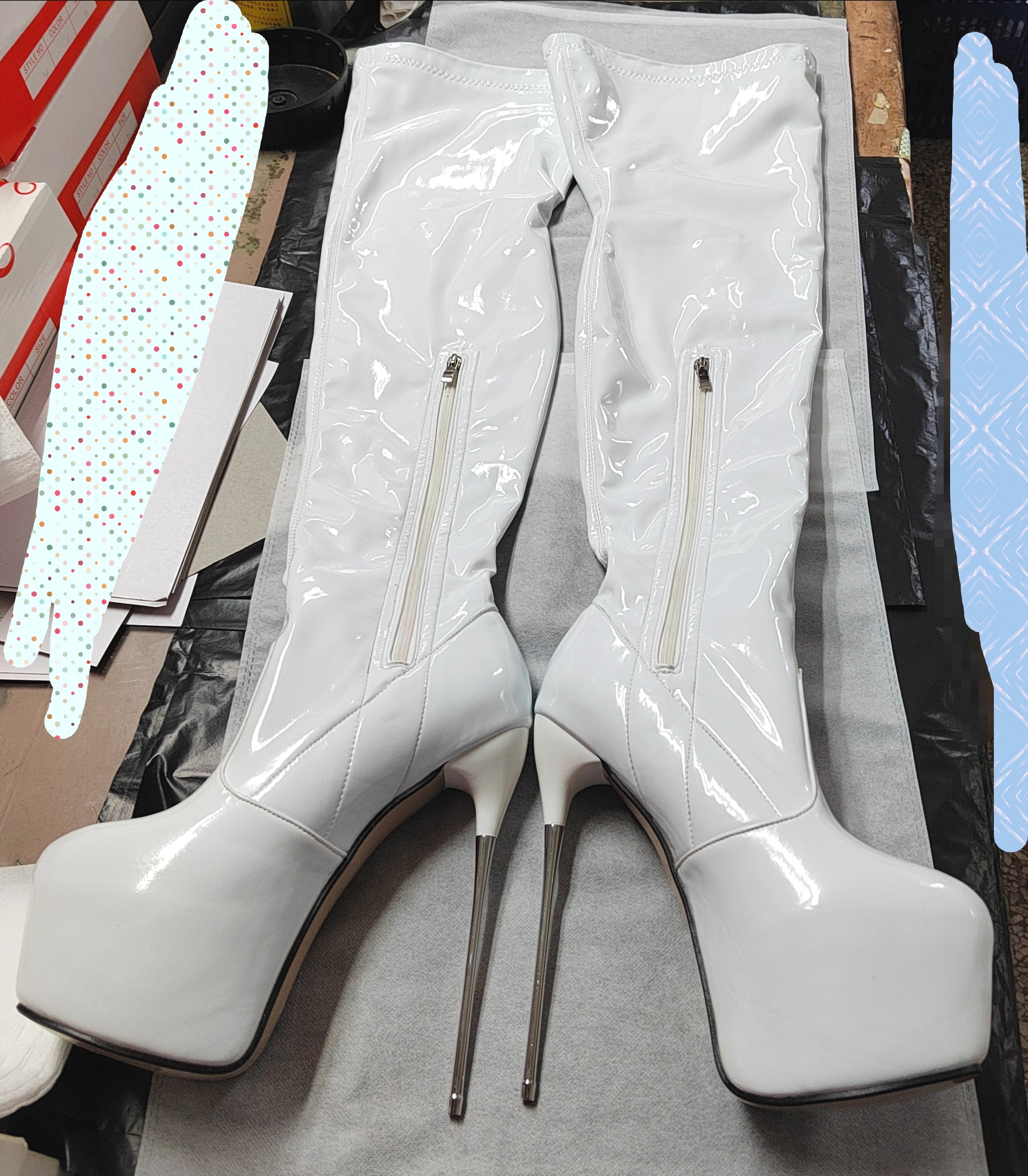 超高细跟19公分弹力靴过膝女靴