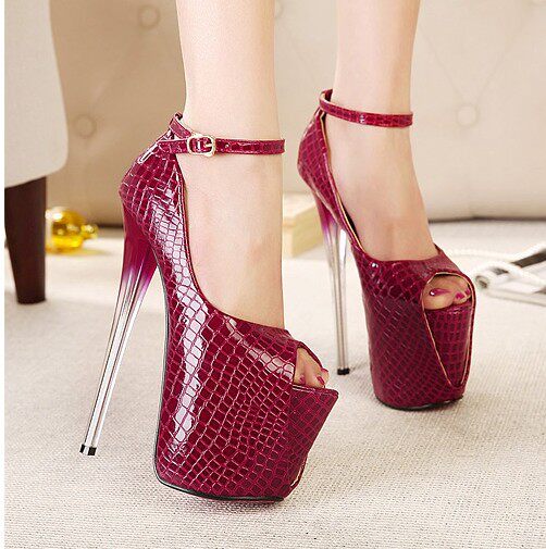 新款高跟鞋女细跟20厘米夜店模特走秀特大码47 48码男士反串伪娘