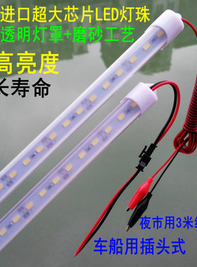 220V交直流12伏蓄电池24V节能LED一体化日光灯管超亮摆摊照明灯条