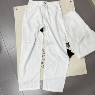 韩国白色天丝弯刀裤 面料透气柔软舒适SMLXL