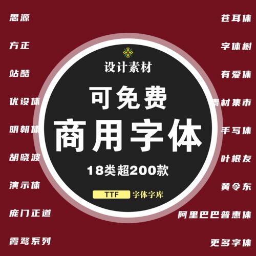 可免费商用字体整理思源方正站酷庞门正道胡晓波优设体明朝体演示