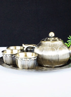 耀莎锌合金莲花茶具套装装饰品