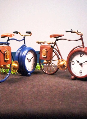 手工金属铁艺自行车时钟模型