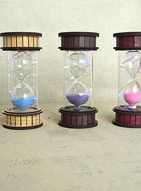 复古木质沙漏LED灯光桌面摆件