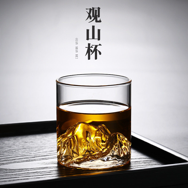 水杯家用喝水杯子富士山玻璃杯