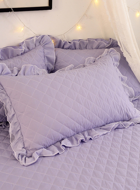 纯色紫色双人长枕水洗棉加厚床上单件夹棉枕套一对装枕头套枕芯套