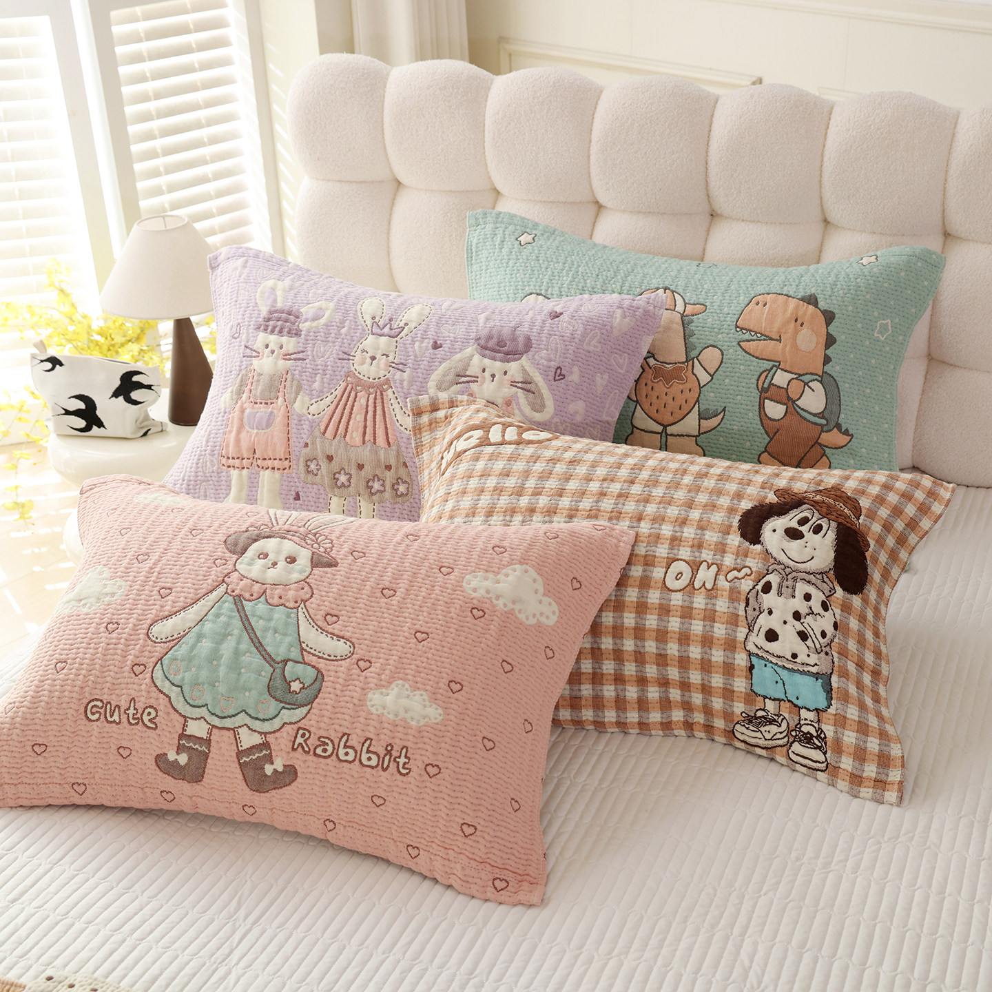 A类纯棉纱布枕巾柔软透气吸汗