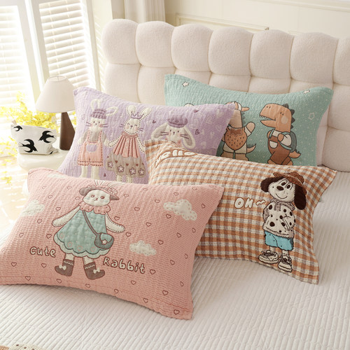 A类纯棉纱布枕巾柔软透气吸汗