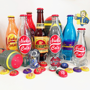 核子可乐辐射可乐bb小子火箭玻璃瓶辐射周边量子口味捡瓶盖玻璃瓶