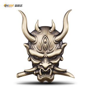 鬼武士车贴鬼武者骷髅车标般若金属改装车身贴电动车摩托车装饰贴