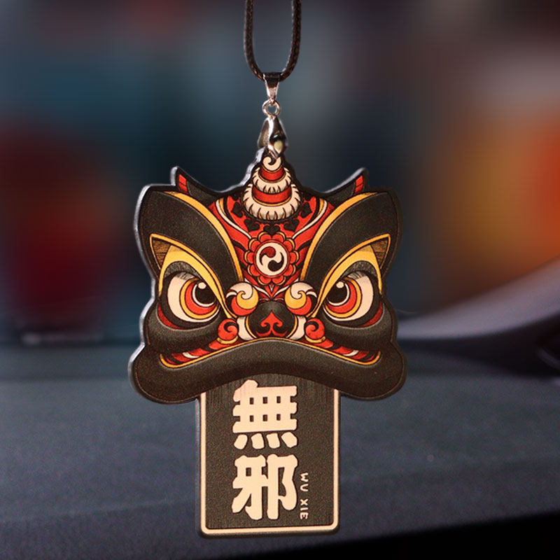 22新款醒狮挂件车内后视镜挂饰个性国潮风狮子车挂招福招财吊坠