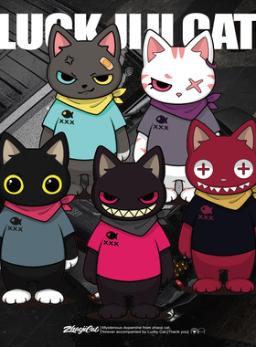 招吉猫车贴个性猫咪魔族站姿汽车贴纸划痕贴大魔王魔姬电动车装饰