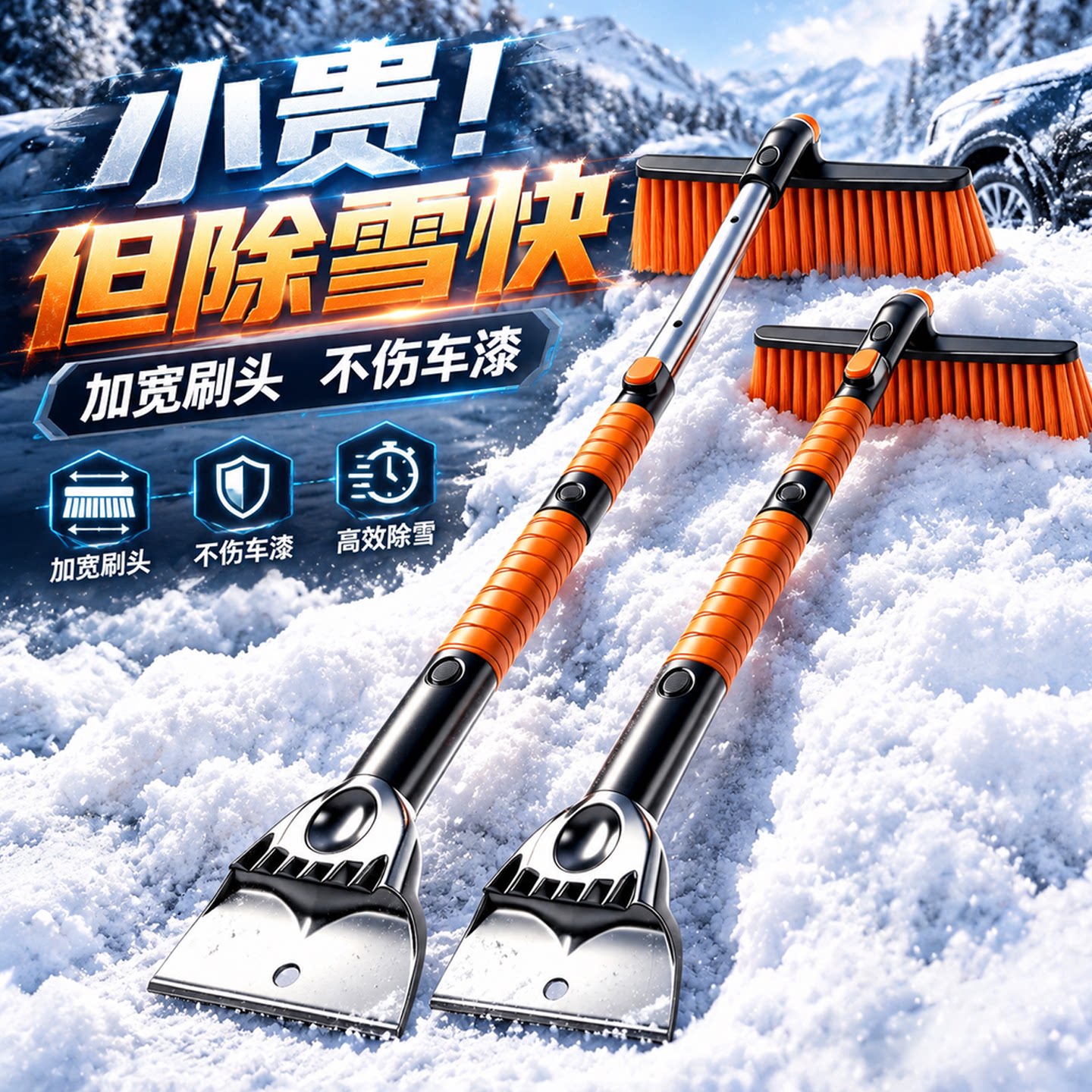 汽车用除雪铲神器车窗玻璃除霜除冰铲刮雪板冬季清雪工具扫雪车刷