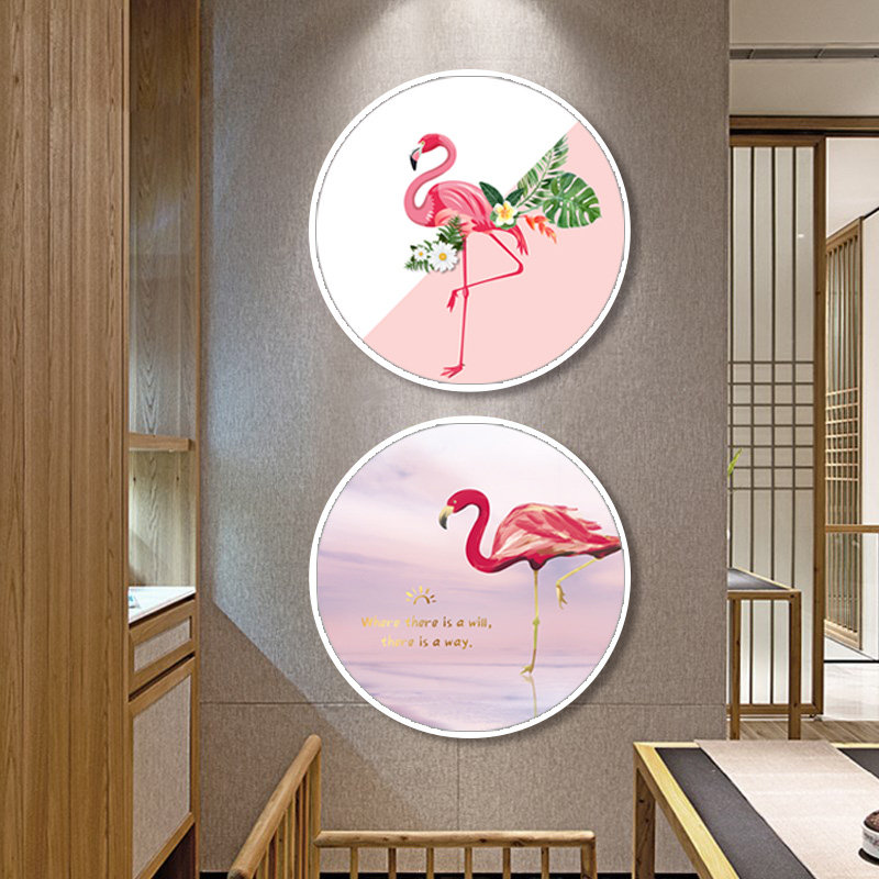 北欧风格火烈鸟沙发挂件背景墙画