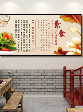 素食养生文化挂画素食餐厅轻食饭店墙面装饰吃素是福素食主义海报