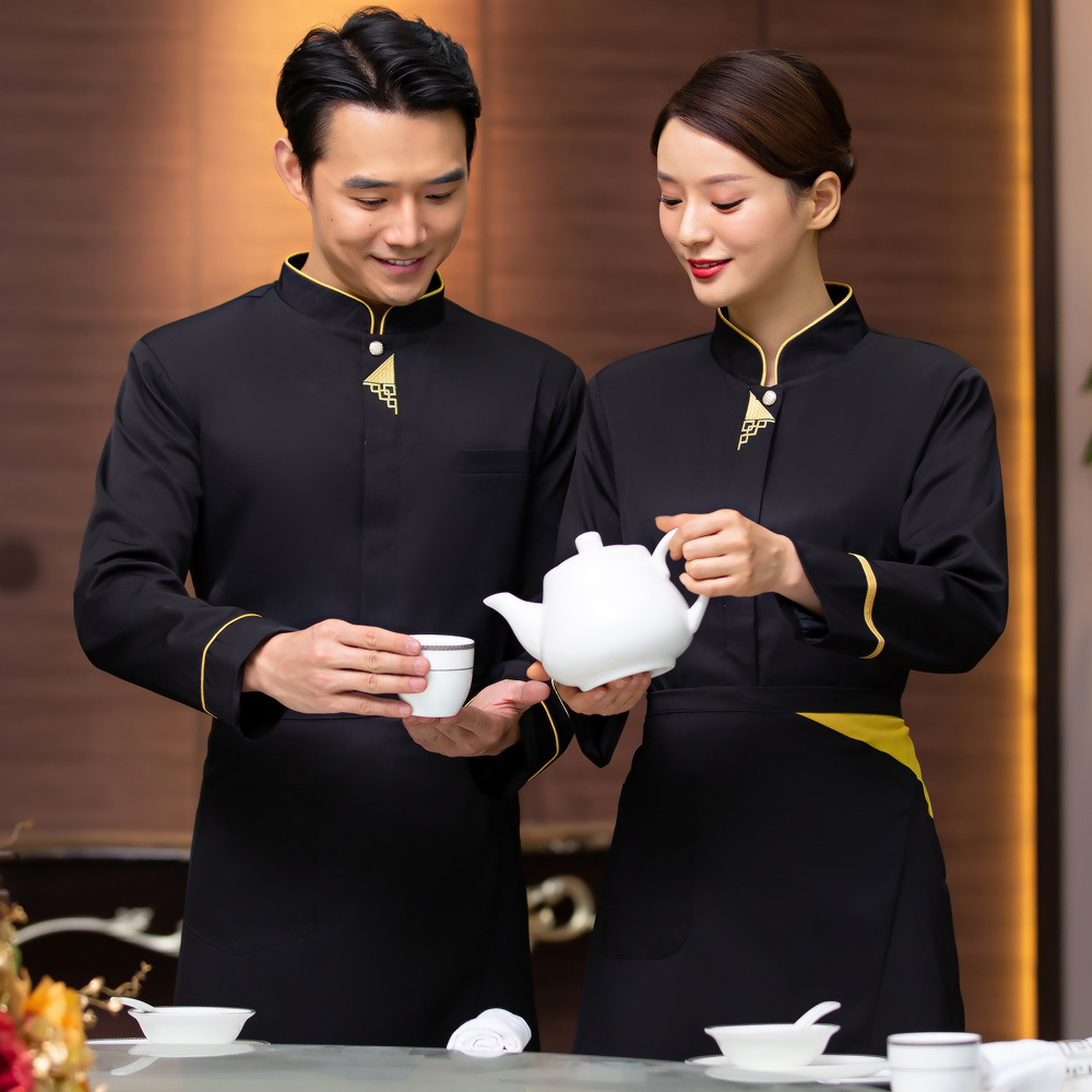 酒店服务员长袖工作服男女工装秋冬季中式餐饮火锅店