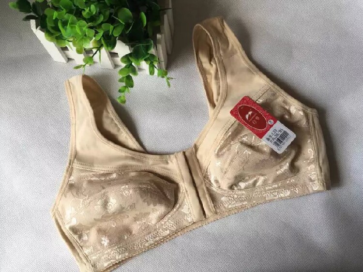 珍梦中老年棉质薄款无钢圈文胸前五排扣背心式运动内衣 139