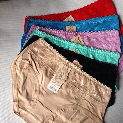 大版型竹纤维蕾丝边内裤5条包邮