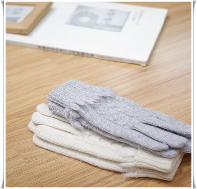 SHIRAI 白井 女士兔羊毛小流苏 女生手套