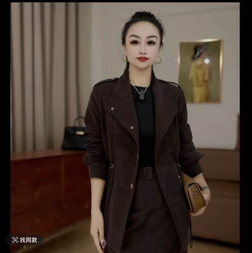 皮衣女收腰外套小西服反皮绒上衣