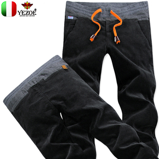 弹力纯棉松紧平绒男士休闲裤男款潮流修身小直筒长裤子春秋新男款