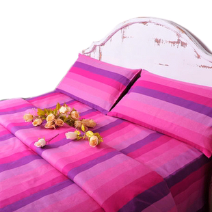 【顺丰包邮】禧坊原创 纯棉色织粗布双人三件套1床单2枕套 可加大