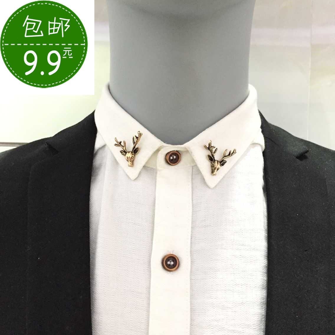 韩版衬衣领针时尚小鹿胸针西装胸花领针领花男女衣领夹饰品别针潮