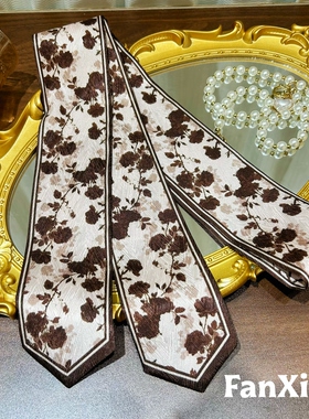 繁星原创森系复古花朵蝴蝶结丝巾女发带长条飘带韩版百搭气质领巾