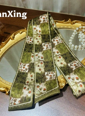 繁星原创新款复古花卉长条长丝巾大牌高级感系脖飘带丝带绑包扎发