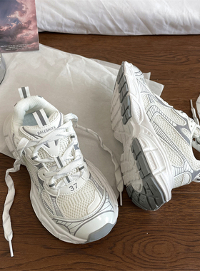 白灰色老爹鞋男女同款ins国潮百搭休闲鞋2024秋季新款情侣运动鞋