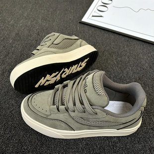 复古小众米绿色面包鞋 潮流厚底休闲板鞋 男鞋 新款 2025冬季 原创美式