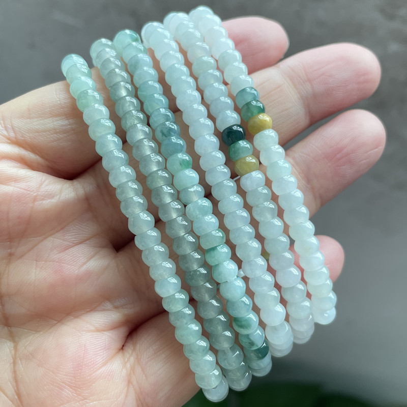 缅甸天然正品A货翡翠算盘珠手链