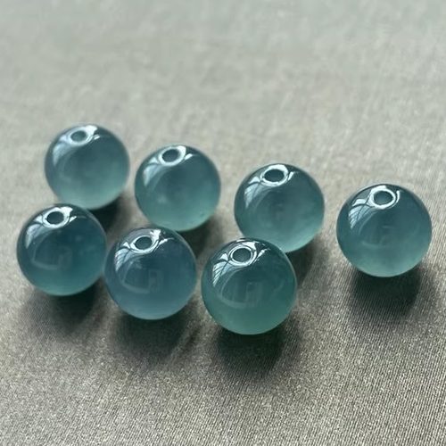 天然A货翡翠冰蓝水散珠diy配件