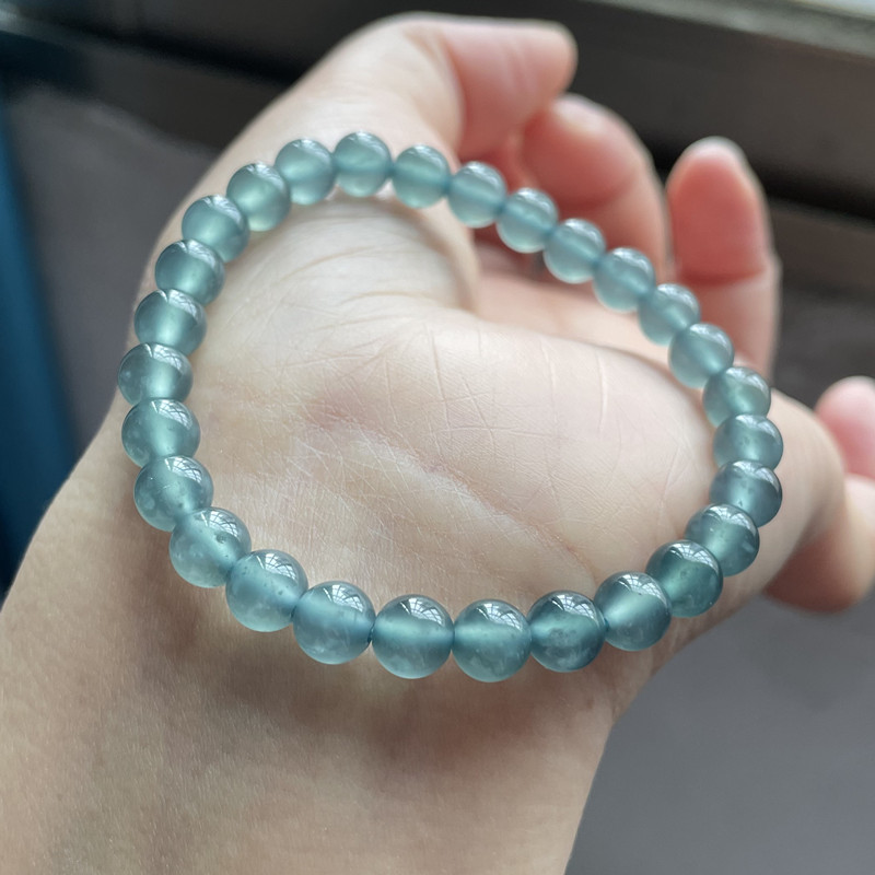 天然翡翠A货冰种蓝水手链