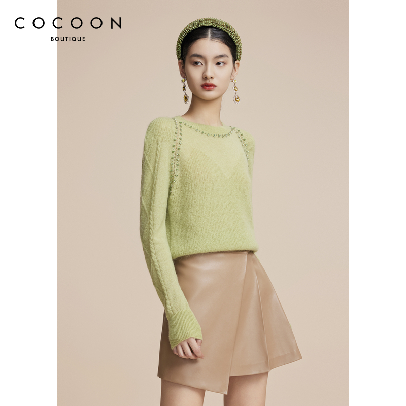 商场同款烫钻COCOON圆领