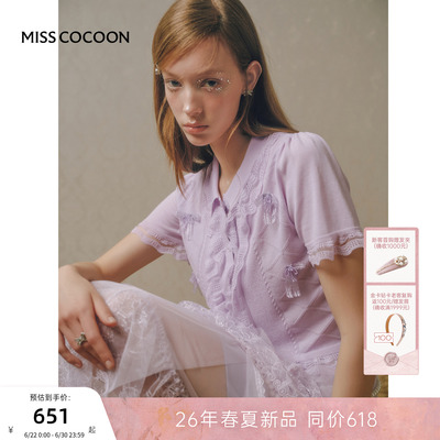 MISSCOCOON可可尼蝴蝶结镂空毛衫