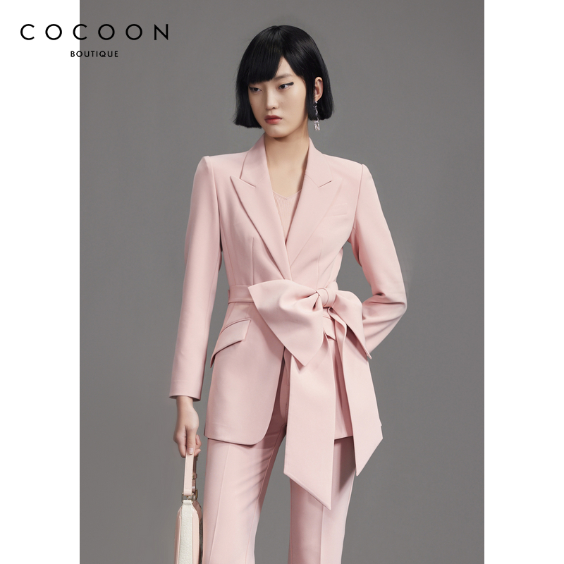 可可尼COCOON商场同款2024秋冬新款气质通勤蝴蝶结装饰西装外套女