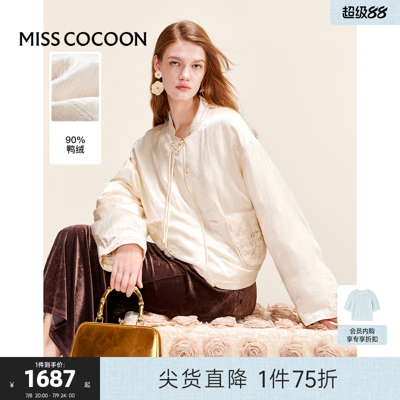 100%醋酸新中式羊毛皮鸭绒羽绒服