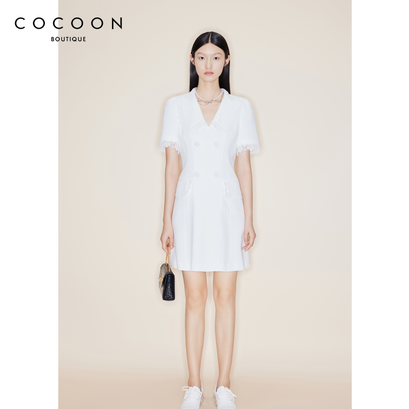 COCOON商场同款连衣裙2023夏季新款女时尚拼接裙子24204BF022628