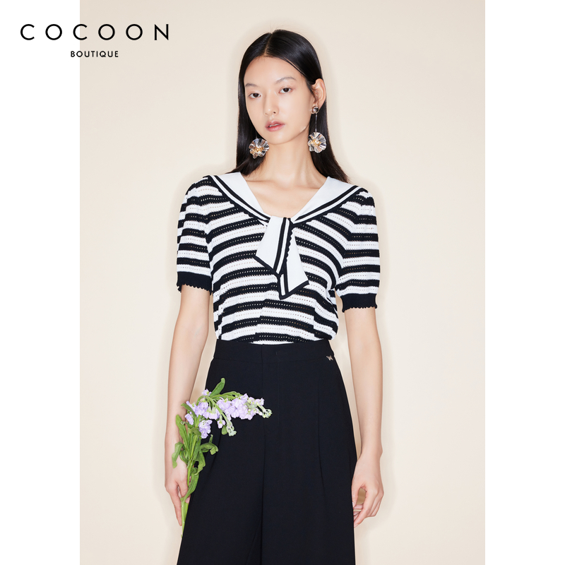 商场同款毛针织衫COCOON系带