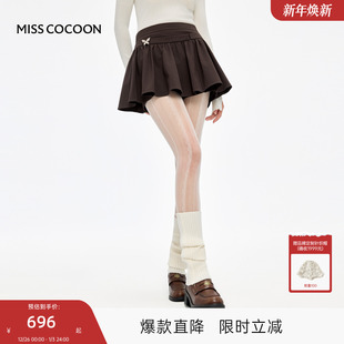 巴恩风A字中高腰裙裤 女2025秋冬新款 短裤 MISSCOCOON可可尼休闲裤
