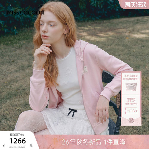 MISSCOCOON可可尼蕾丝连帽短外套